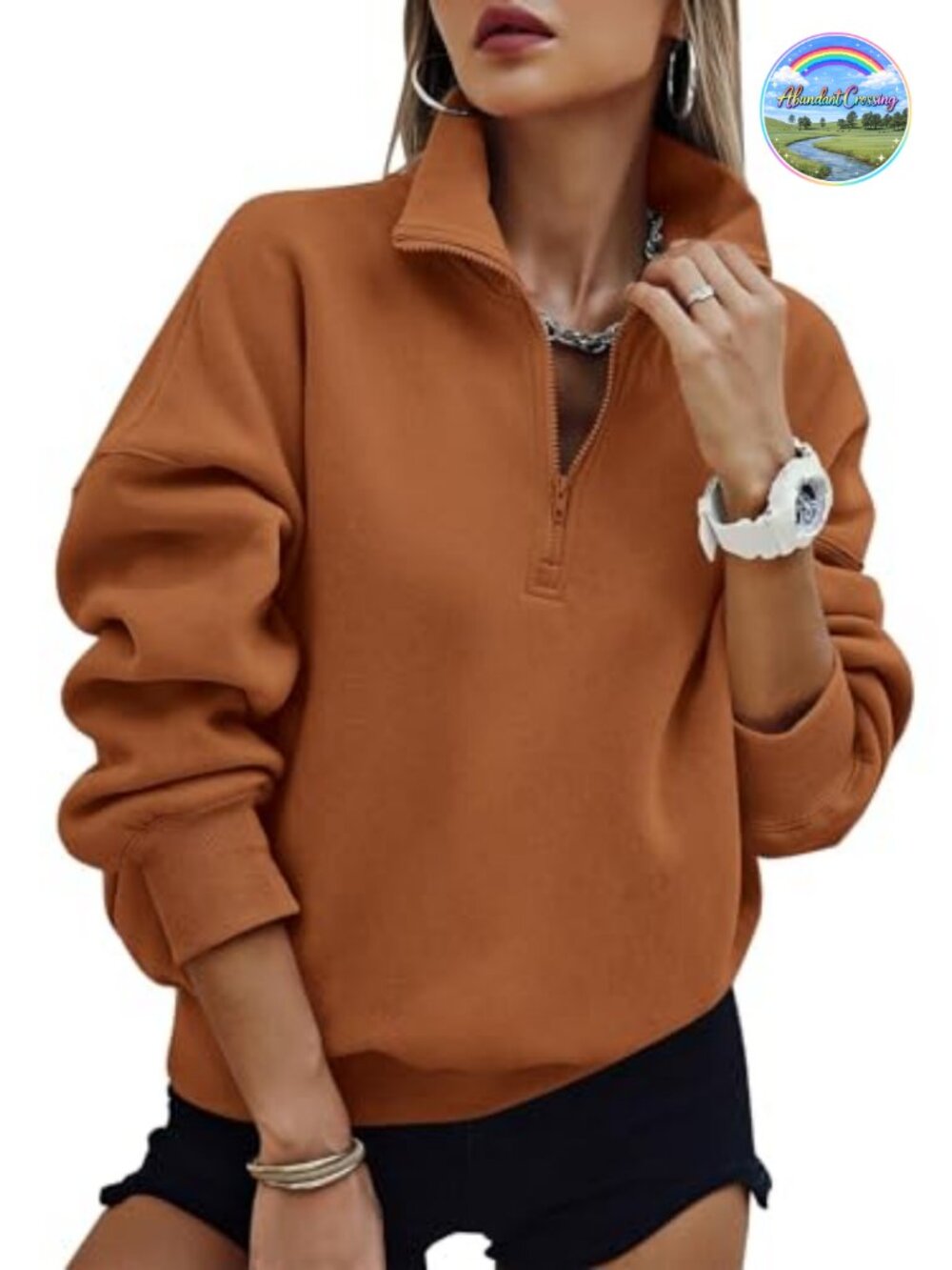 Half Zip Oversized Fleece Sweatshirt Quarter Zip Pullover Women's